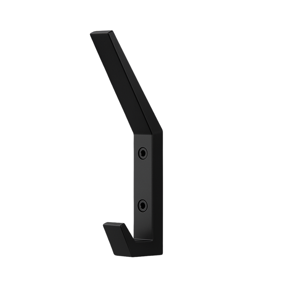 Akupanel wandhaak zwart met strakke afwerking en montagegaten